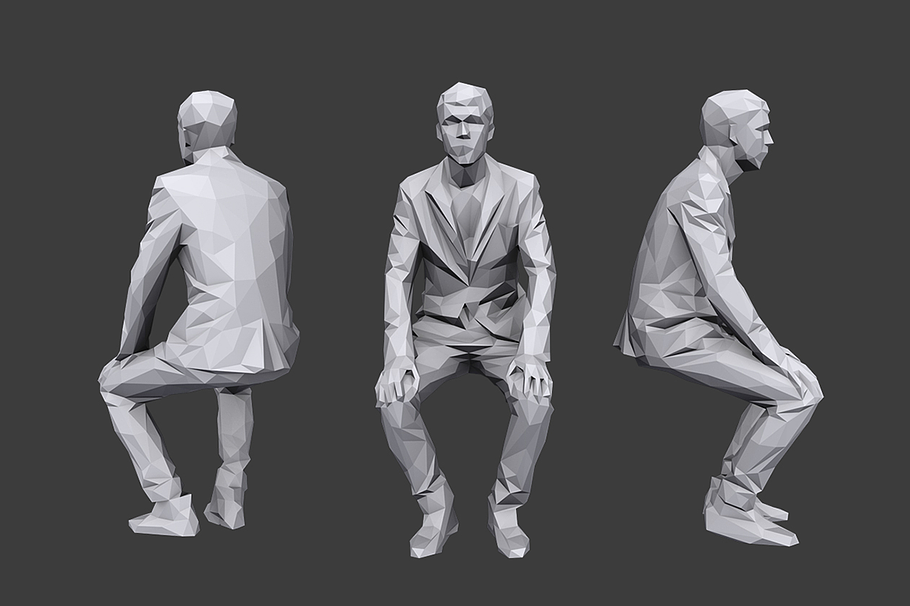 Lowpoly People Sitting Pack Vol.6 in People - product preview 2