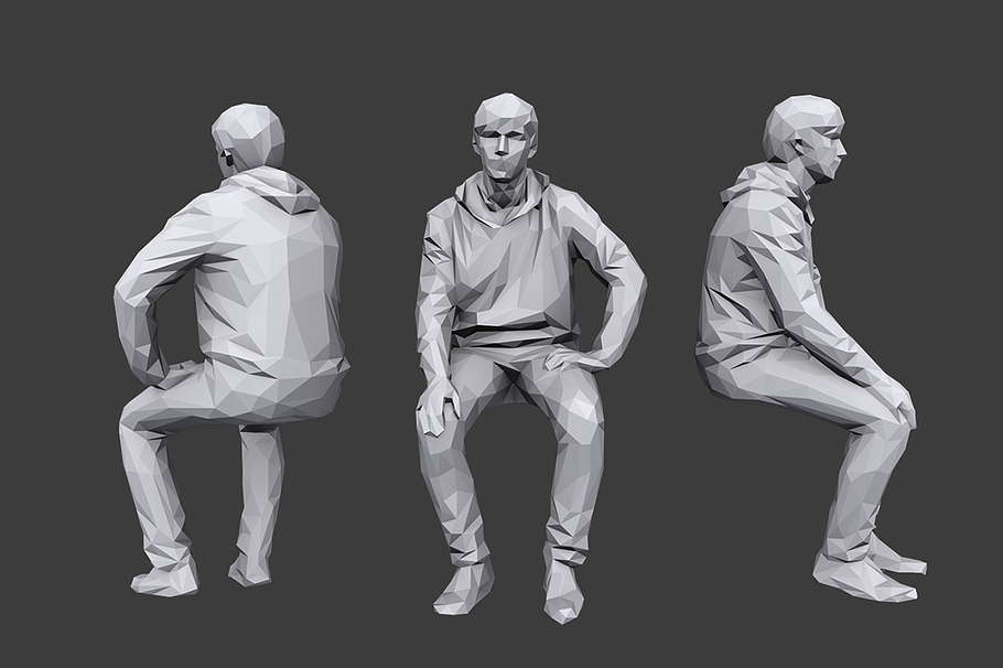 Lowpoly People Sitting Pack Vol.6 in People - product preview 3