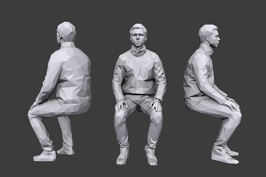 Lowpoly People Sitting Pack Vol.6 in People - product preview 5