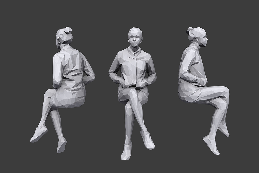 Lowpoly People Sitting Pack Vol.6 in People - product preview 6
