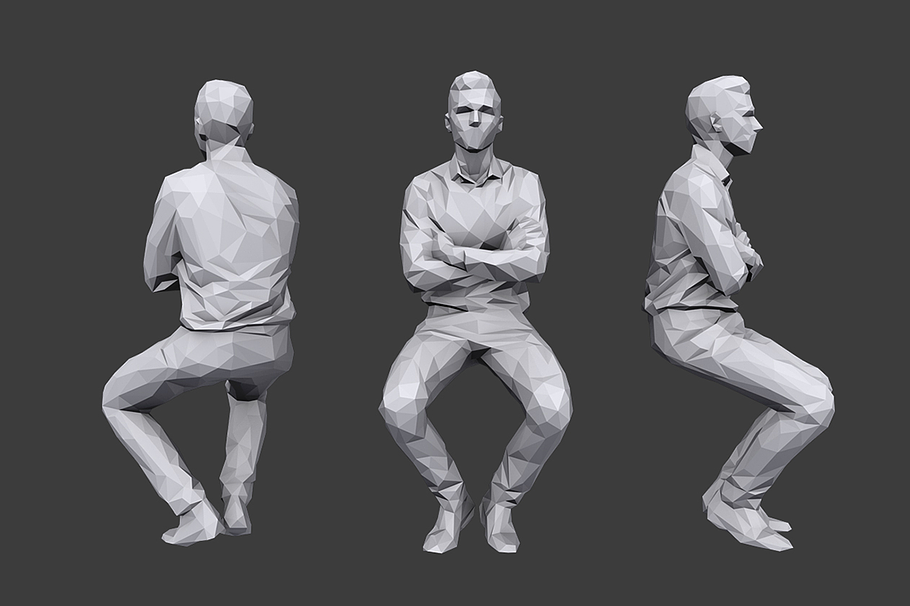 Lowpoly People Sitting Pack Vol.7 in People - product preview 1