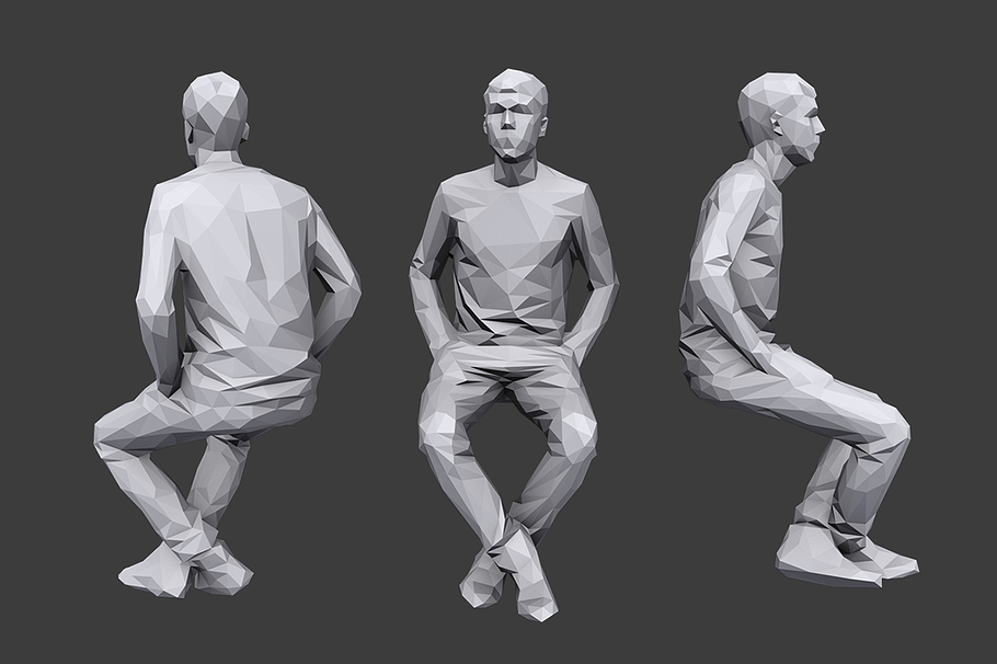 Lowpoly People Sitting Pack Vol.7 in People - product preview 4