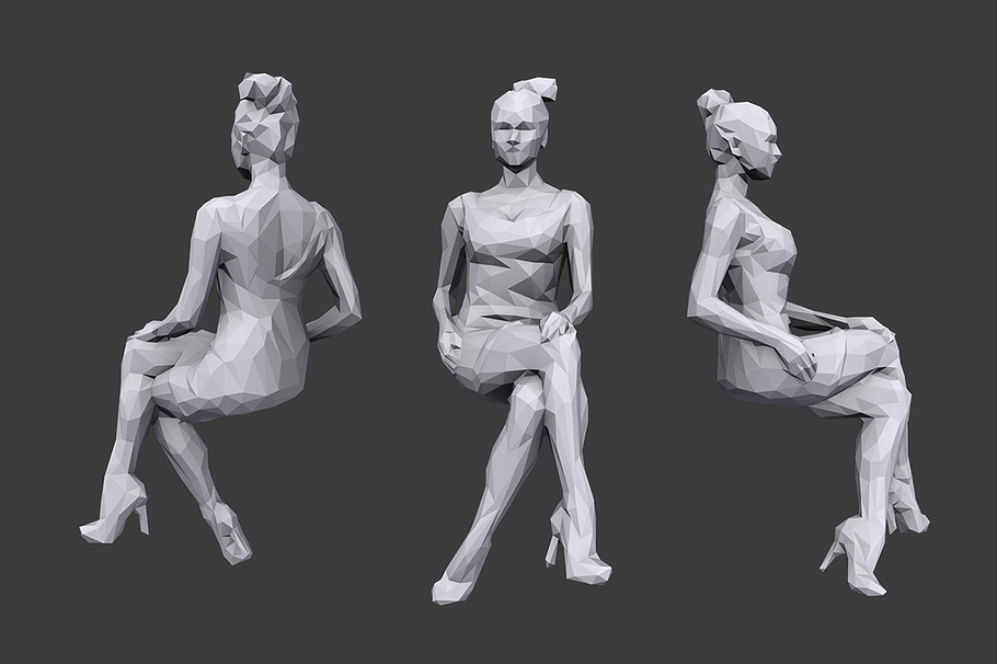Lowpoly People Sitting Pack Vol.7 in People - product preview 6