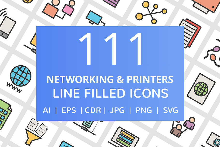 111 Network & Printers Filled Icons in Graphics - product preview 8