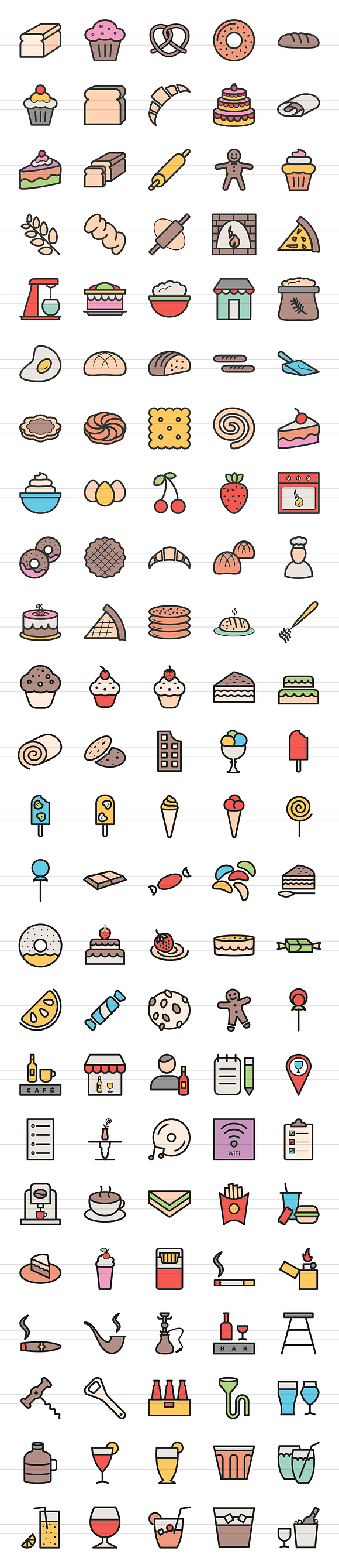 120 Sweet & Bakery Filled Line Icons in Graphics - product preview 1