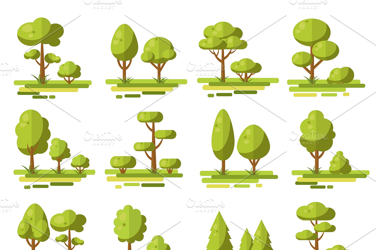Forest Flat Elements Set in Graphics - product preview 8