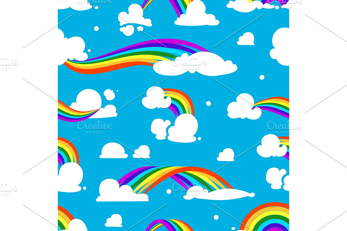 Seamless pattern with clouds and rainbow in Graphics - product preview 8