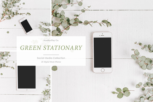 Green Stationary Styled Stock in Mobile & Web Mockups - product preview 1