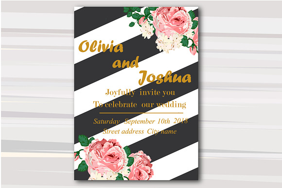 Stylish Stripes & Flower Wedding set in Wedding Templates - product preview 1
