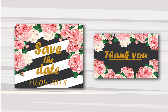 Stylish Stripes & Flower Wedding set in Wedding Templates - product preview 2