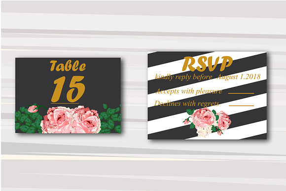 Stylish Stripes & Flower Wedding set in Wedding Templates - product preview 3