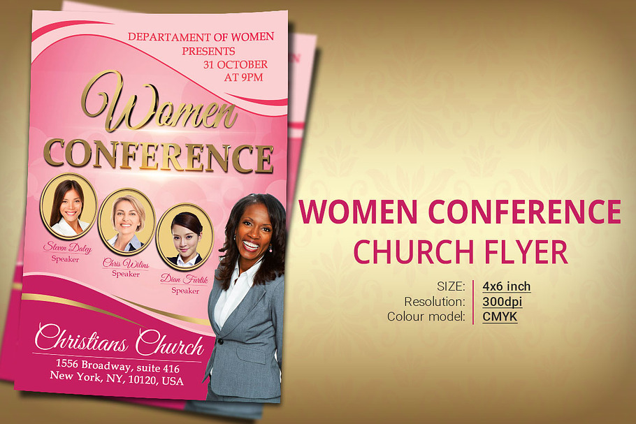 Church Women Conference Flyer in Flyer Templates - product preview 8