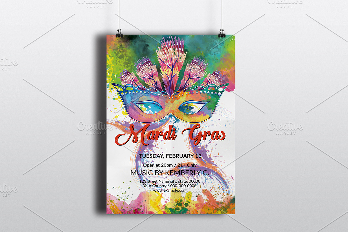 Mardi Gras Party Flyer V738 in Flyer Templates - product preview 8