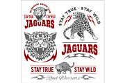Jaguar custom motors club t-shirt vector logo on light background. Wild animals - vector set.