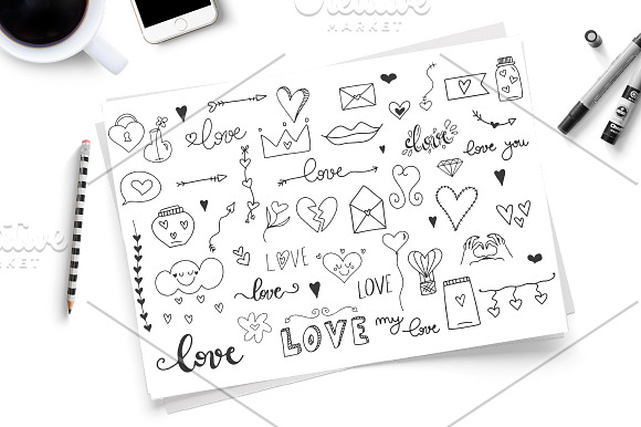 Love doodles - Clipart in Illustrations - product preview 1