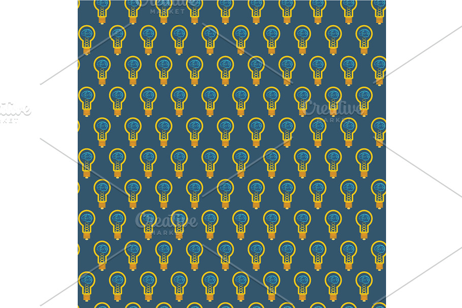 Seamless pattern of bulb with brain in Patterns - product preview 8