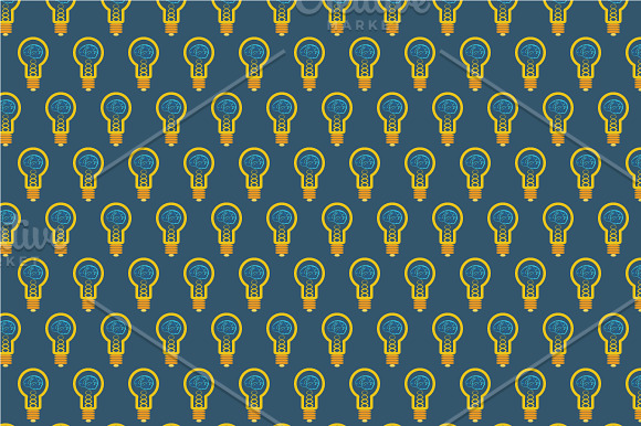 Seamless pattern of bulb with brain in Patterns - product preview 1