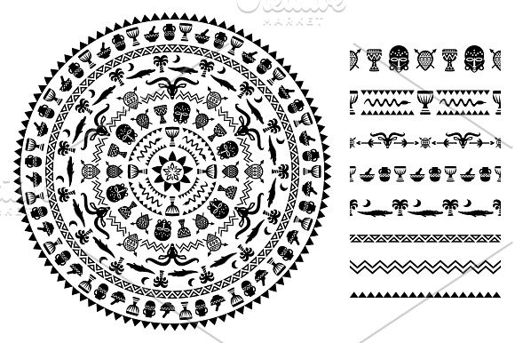 African Tribal Ornaments & Brushes in Patterns - product preview 2