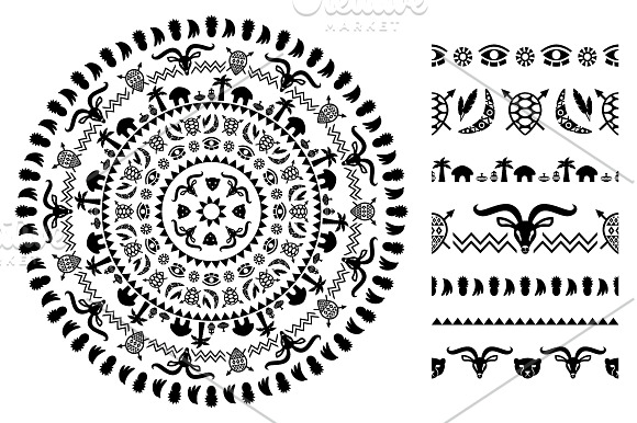 African Tribal Ornaments & Brushes in Patterns - product preview 3