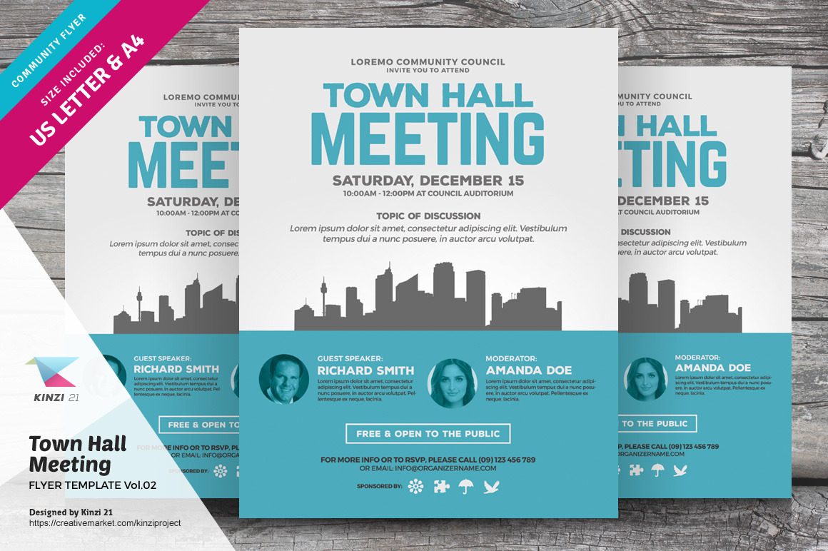 Town Hall Meeting Flyer Vol.22  Creative Daddy For Meeting Flyer Template