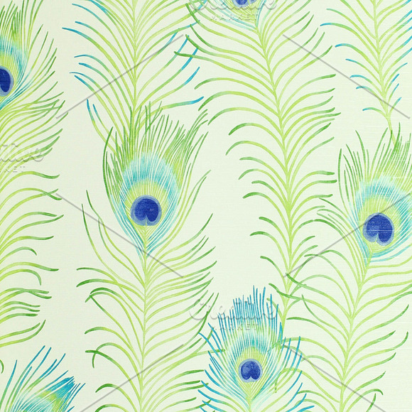 Watercolor floral & Peacock feathers in Patterns - product preview 3