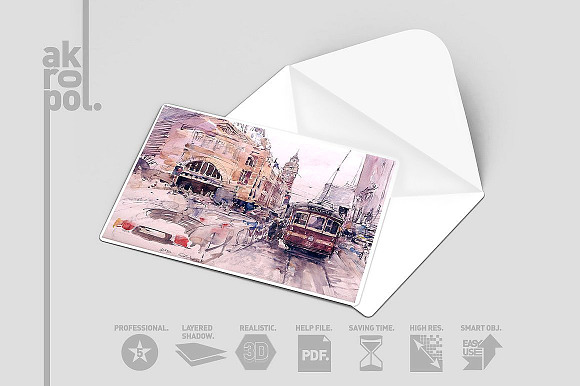 Postcard / Invitation Card Mockup in Print Mockups - product preview 1