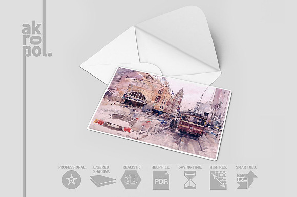 Postcard / Invitation Card Mockup in Print Mockups - product preview 5