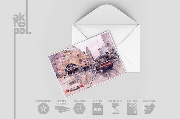 Postcard / Invitation Card Mockup in Print Mockups - product preview 6