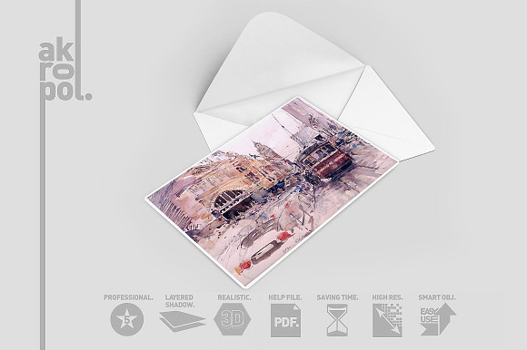 Postcard / Invitation Card Mockup in Print Mockups - product preview 7