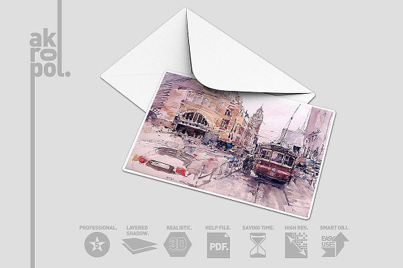 Postcard / Invitation Card Mockup in Print Mockups - product preview 8