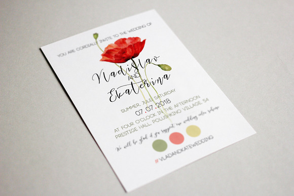 Red Poppy Wedding Invitation  in Wedding Templates - product preview 1