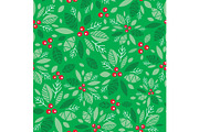 Vector mint green holly berry holiday seamless pattern background. Great for winter themed packaging, giftwrap, gifts projects.