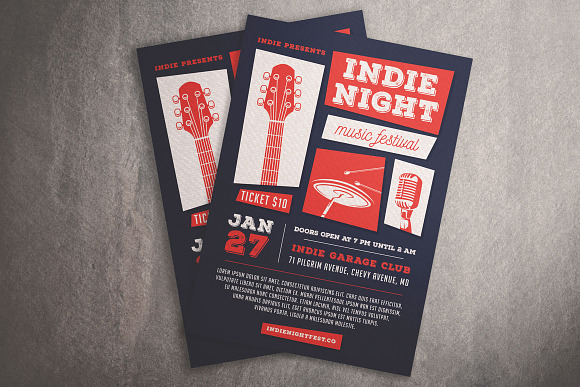 Indie Night Music Festival Flyer in Flyer Templates - product preview 3