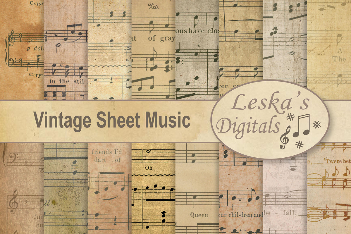 Sheet Music Digital Paper in Textures - product preview 8