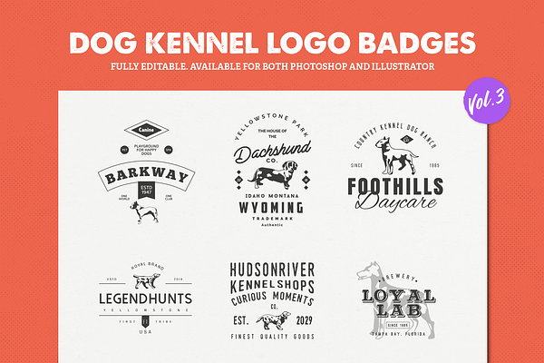 Dog Kennel Logo Badges Vol.3