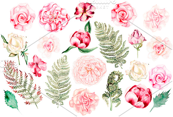 Hand Drawn Watercolor Flowers in Objects - product preview 1