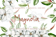 Magnolia Watercolor Clip Art