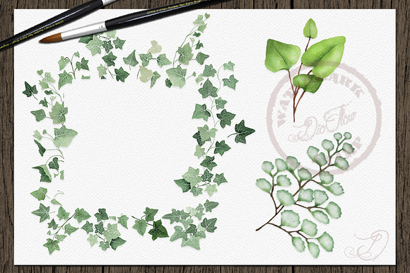 Greenery 2 Watercolor Clip Art in Illustrations - product preview 1