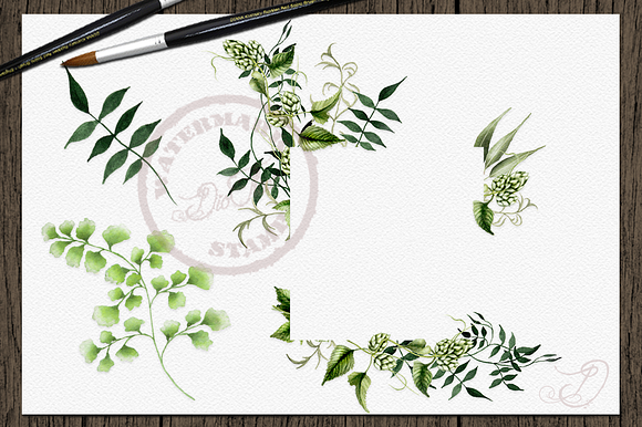 Greenery 2 Watercolor Clip Art in Illustrations - product preview 2