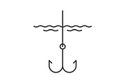 Hook in water linear icon