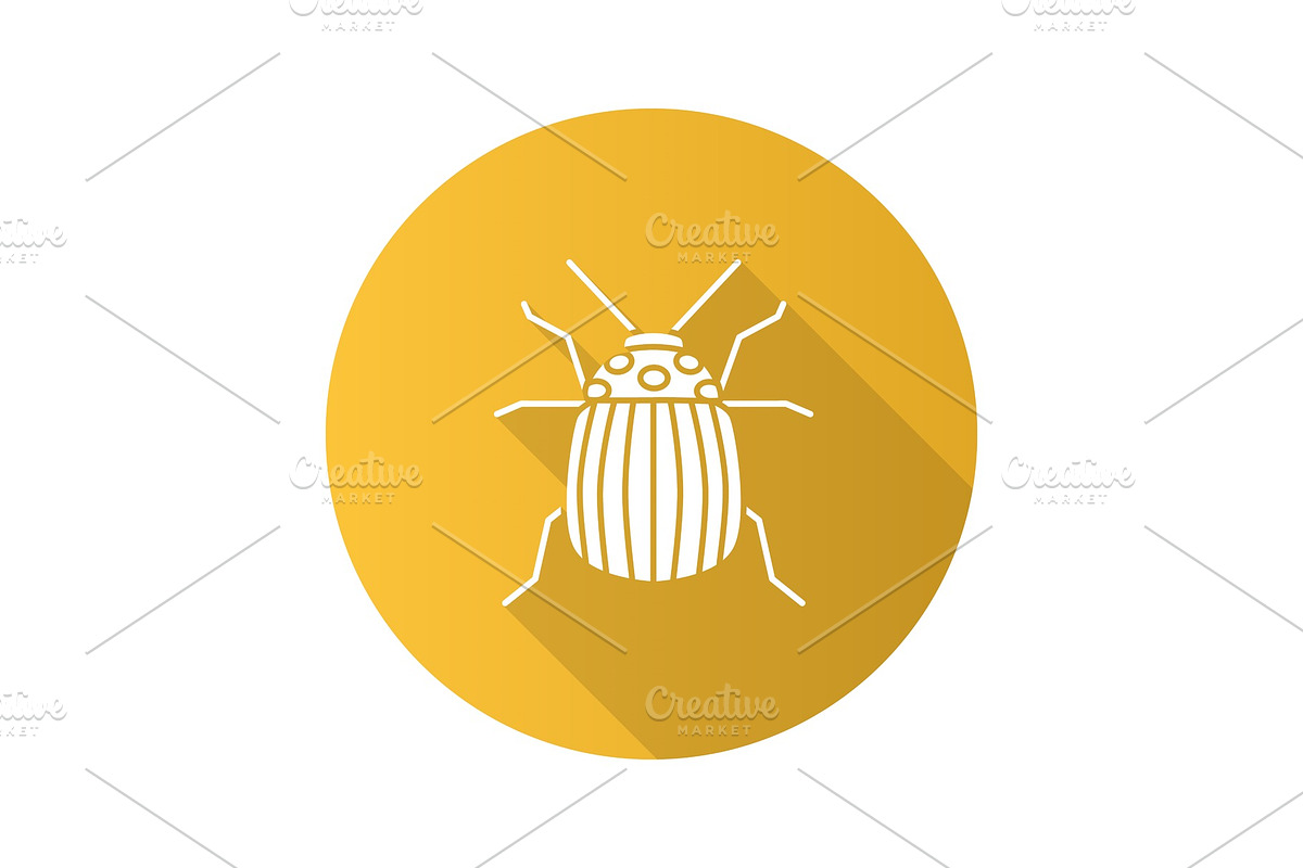 Colorado beetle flat design long shadow glyph icon in Icons - product preview 8