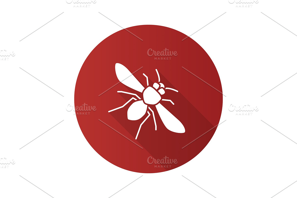 Honey bee flat design long shadow glyph icon in Graphics - product preview 8