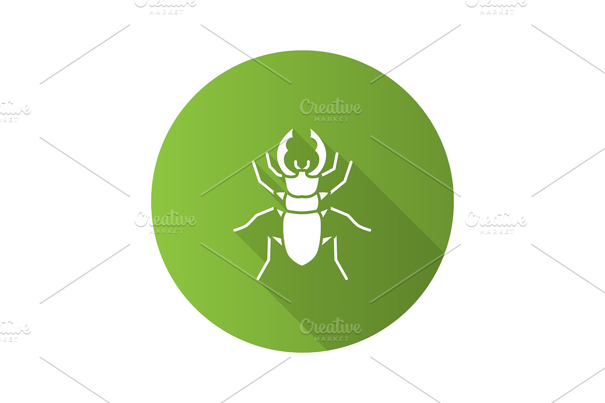Stag beetle flat design long shadow glyph icon in Icons - product preview 8