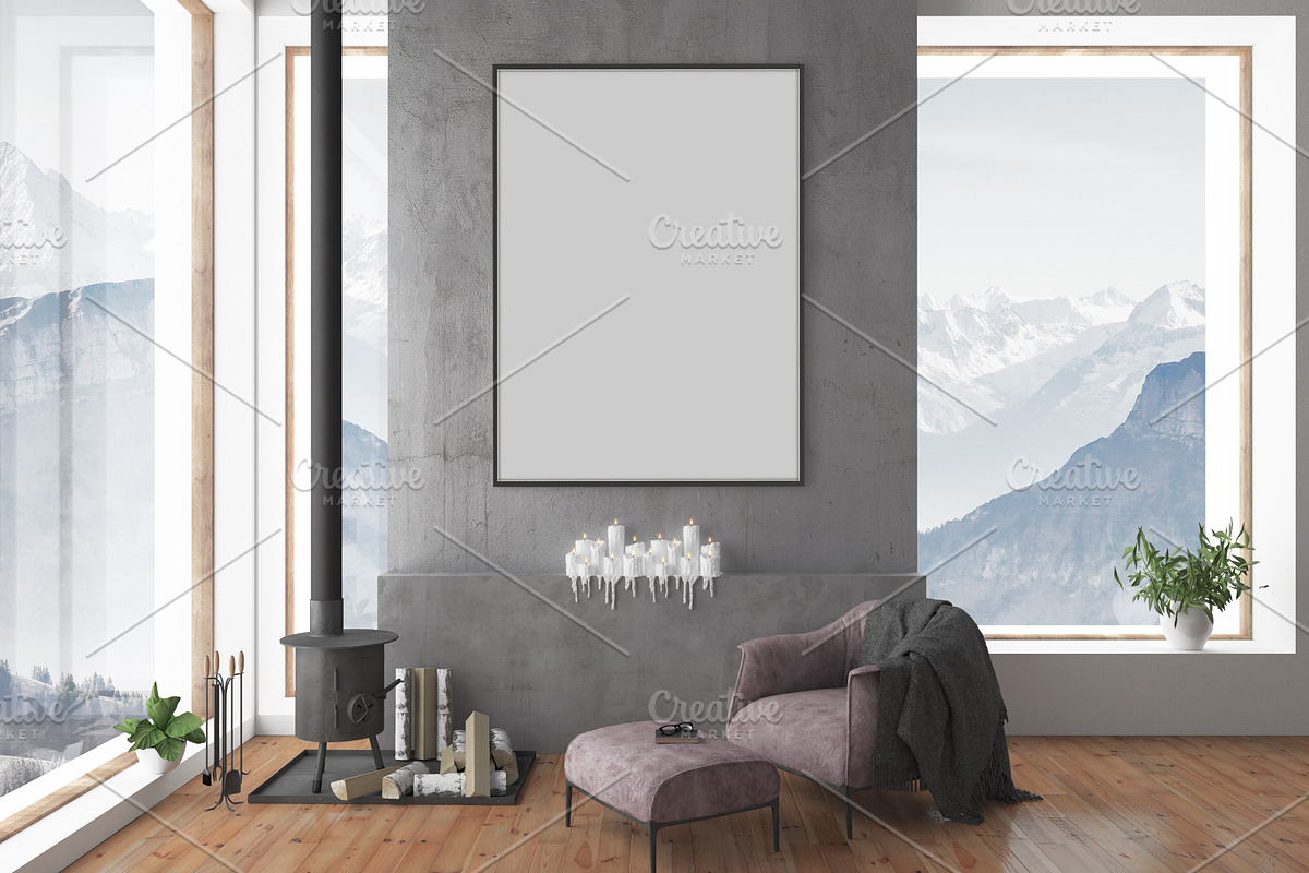 Interior scene - blank wall mockup in Print Mockups - product preview 8