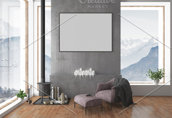 Interior scene - blank wall mockup in Print Mockups - product preview 3