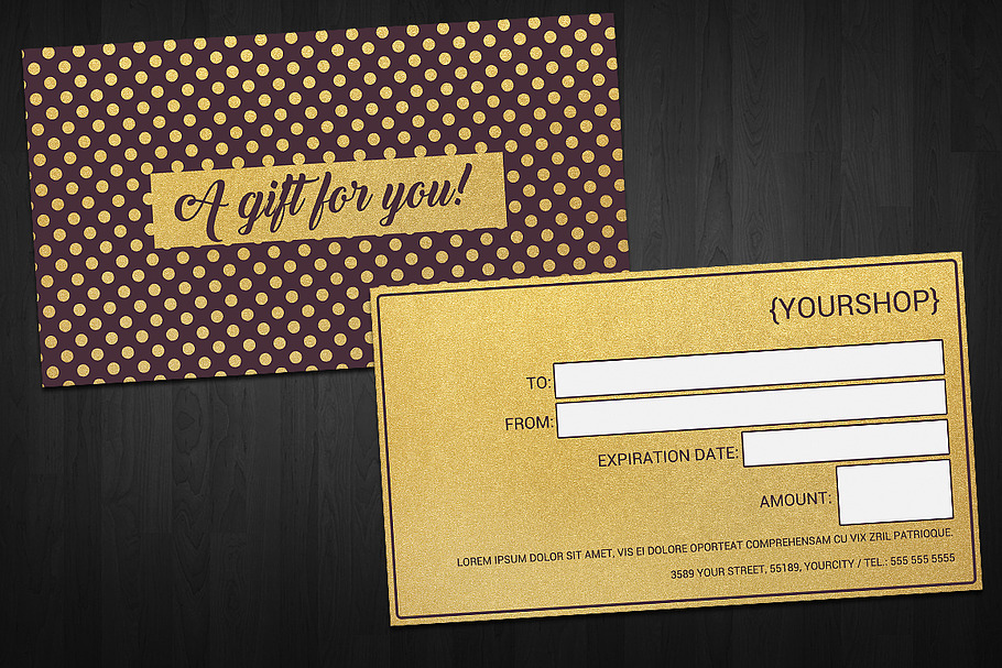 Gold Gift Voucher Card Template in Card Templates - product preview 8