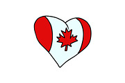 Canada isolated heart flag on white background