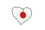 Japan isolated heart flag on white background