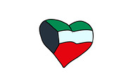 Kuwait isolated heart flag on white background