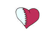 Qatar isolated heart flag on white background